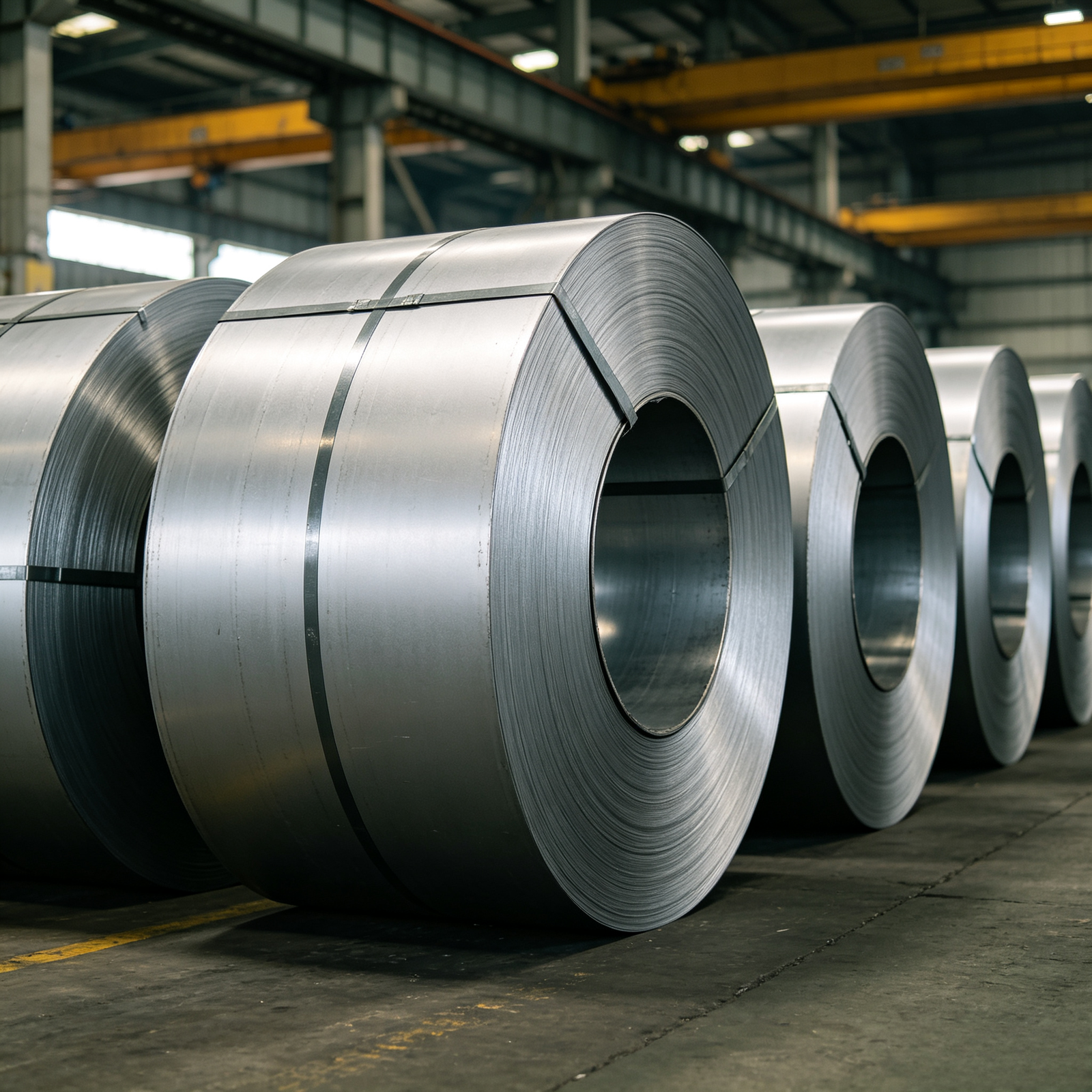 Industrial steel coils supplied for construction materials, metal processing, and manufacturing applications