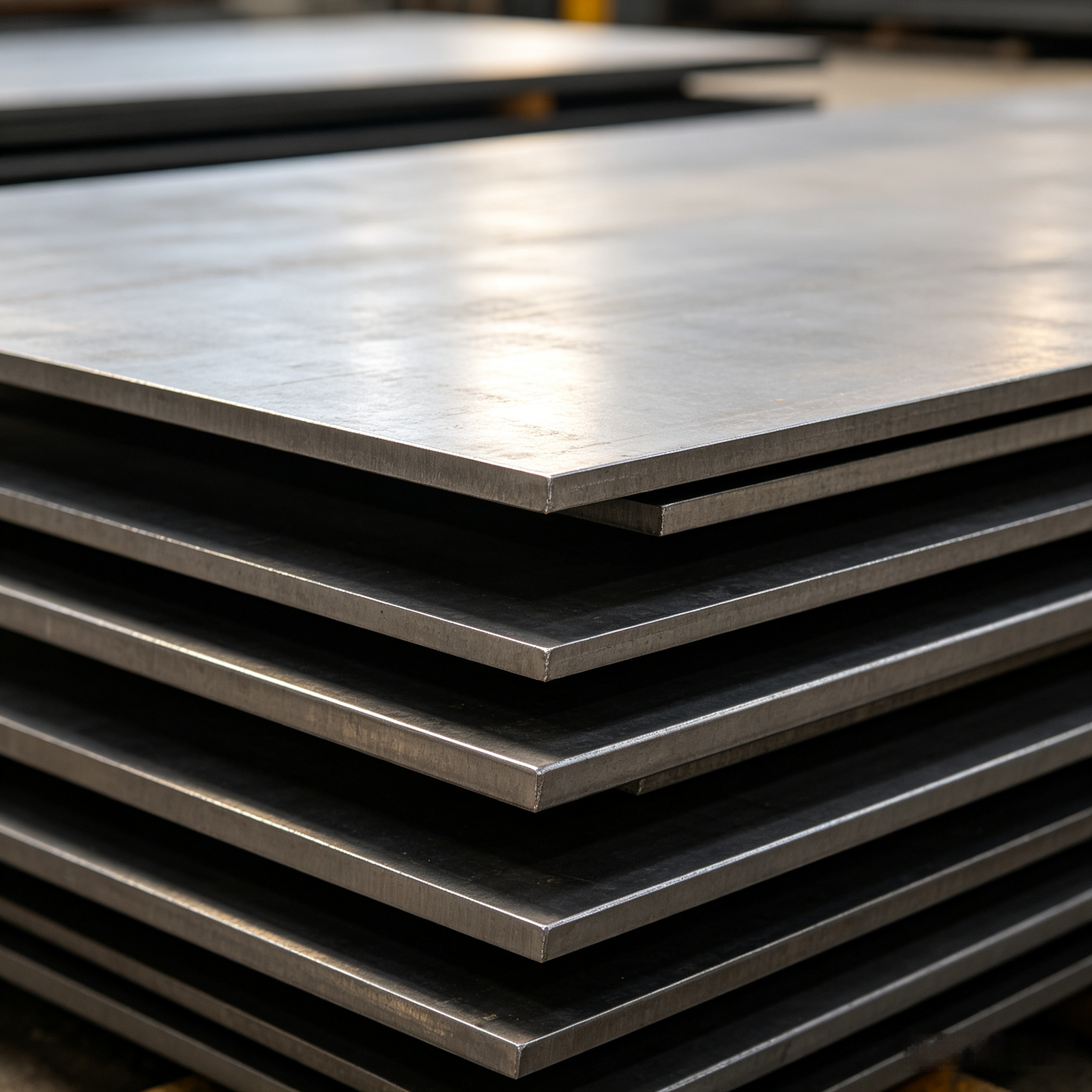 Heavy steel plates used for industrial equipment, construction projects, and structural applications